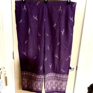 J. Jill Purple Linen-Cotton Pants